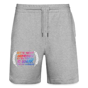 Bitte nicht ansprechen ich bin wirklich so genervt - Stanley/Stella Unisex Bio Joggingshorts Trainer  - Grau meliert - Vorne - Nik (191cm) & Marisol (170cm)