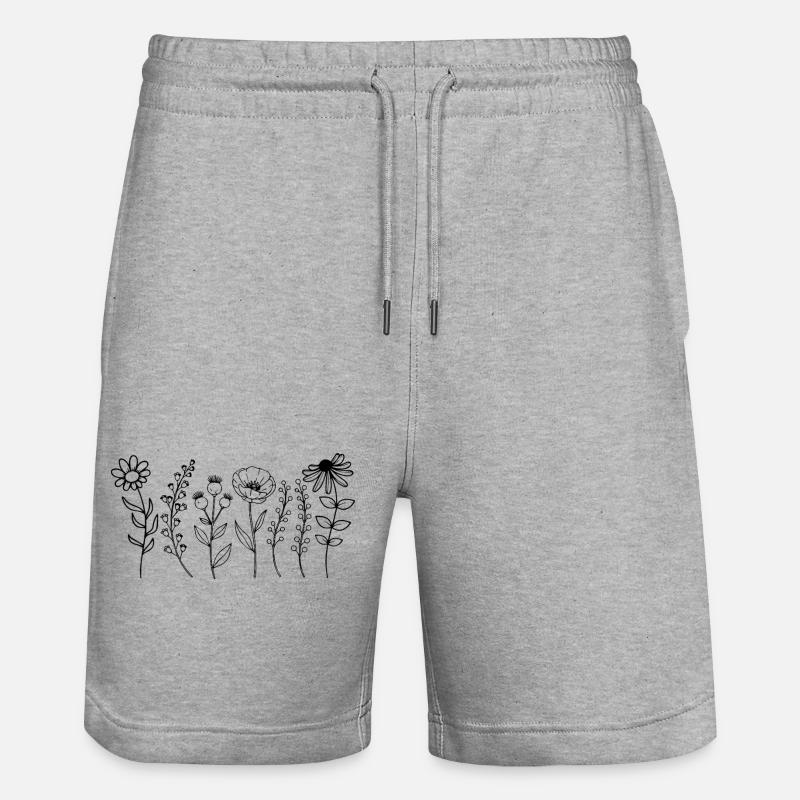 Lignes florales délicates Design botanique - Short de jogging bio TRAINER Stanley/Stella unisexe - gris chiné