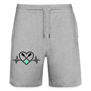 Kanu Kajak Herz Paddel Welle Outdoor Sport - Stanley/Stella Unisex Bio Joggingshorts Trainer  - Grau meliert - Vorne - Nik (191cm) & Marisol (170cm)
