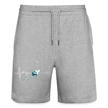 Diving Heartbeat - Logo de plongée sous-marine cool - Short de jogging bio TRAINER Stanley/Stella unisexe - gris chiné - Devant - Nik (191cm) & Marisol (170cm)