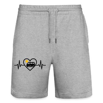 Vanlife Heart Van Travel Freedom Camper - Short de jogging bio TRAINER Stanley/Stella unisexe - gris chiné - Devant - Nik (191cm) & Marisol (170cm)