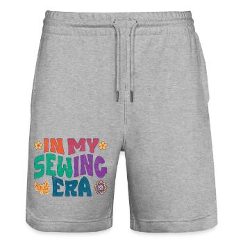 À l’époque de la couture - Short de jogging bio TRAINER Stanley/Stella unisexe - gris chiné - Devant - Nik (191cm) & Marisol (170cm)