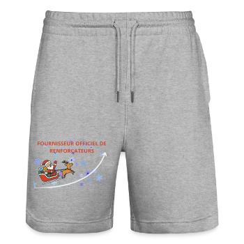 Christmas Sleigh: Santa Claus and Reindeer - Stanley/Stella Trainer Unisex Organic Jogging Shorts - heather grey - Front - Nik (191cm) & Marisol (170cm)