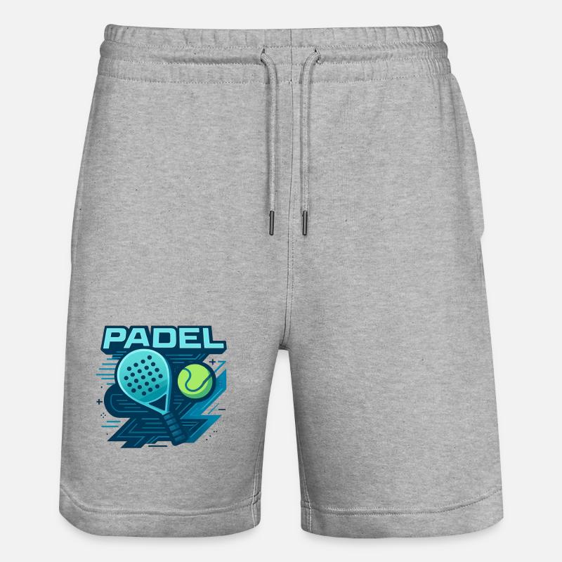 Padel Logo Schläger Ball Dynamik - Stanley/Stella Unisex Bio Joggingshorts Trainer  - Grau meliert