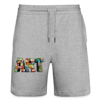 Colorful Pixel ART motif in retro look - Stanley/Stella Trainer Unisex Organic Jogging Shorts - heather grey - Front - Nik (191cm) & Marisol (170cm)