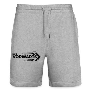 Nur Vorwärts - Stanley/Stella Unisex Bio Joggingshorts Trainer  - Grau meliert - Vorne - Nik (191cm) & Marisol (170cm)
