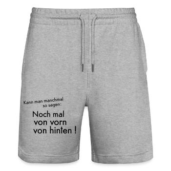 Vorn hinten - Stanley/Stella Unisex Bio Joggingshorts Trainer  - Grau meliert - Vorne - Nik (191cm) & Marisol (170cm)