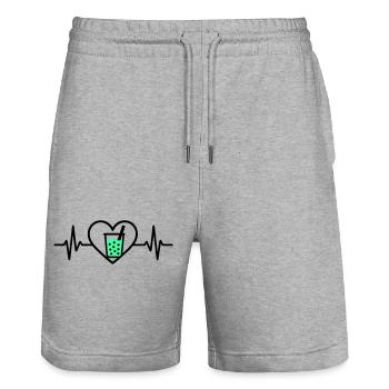 Bubble Tea Herz Boba Getränk Süß Trend - Stanley/Stella Unisex Bio Joggingshorts Trainer  - Grau meliert - Vorne - Nik (191cm) & Marisol (170cm)