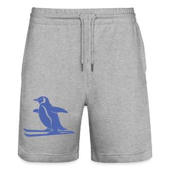 pingouin minimaliste skieur sport d’hiver - Short de jogging bio TRAINER Stanley/Stella unisexe - gris chiné - Devant - Nik (191cm) & Marisol (170cm)