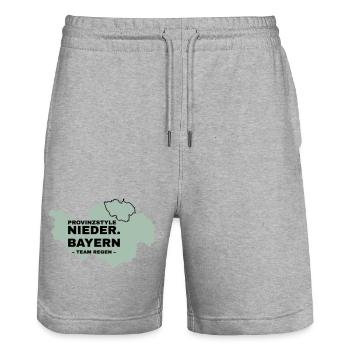 Lower Bavaria | RAIN - Stanley/Stella Trainer Unisex Organic Jogging Shorts - heather grey - Front - Nik (191cm) & Marisol (170cm)
