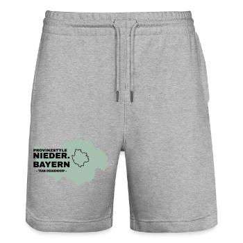 Lower Bavaria | DEGGENDORF - Stanley/Stella Trainer Unisex Organic Jogging Shorts - heather grey - Front - Nik (191cm) & Marisol (170cm)