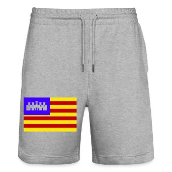 Drapeau de Majorque - Short de jogging bio TRAINER Stanley/Stella unisexe - gris chiné - Devant - Nik (191cm) & Marisol (170cm)