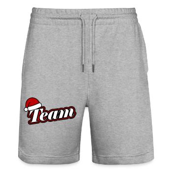 Christmas Team Santa Hat - Stanley/Stella Trainer Unisex Organic Jogging Shorts - heather grey - Front - Nik (191cm) & Marisol (170cm)