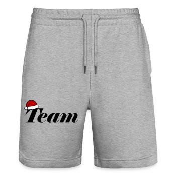 Team Christmas Christmas Hat - Stanley/Stella Trainer Unisex Organic Jogging Shorts - heather grey - Front - Nik (191cm) & Marisol (170cm)