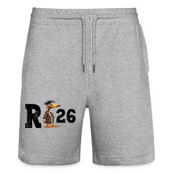 Rente 2026 Ente Rentner Rentnerin Ruhestand Lustig - Stanley/Stella Unisex Bio Joggingshorts Trainer  - Grau meliert - Vorne - Nik (191cm) & Marisol (170cm)