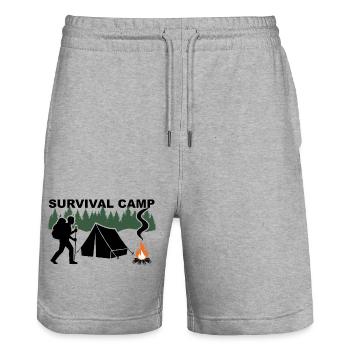 Survival Camp - Stanley/Stella Trainer Unisex Organic Jogging Shorts - heather grey - Front - Nik (191cm) & Marisol (170cm)