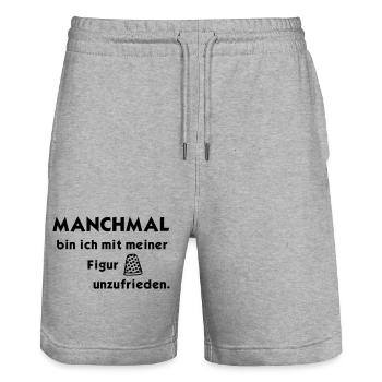 Figur unzufrieden - Stanley/Stella Unisex Bio Joggingshorts Trainer  - Grau meliert - Vorne - Nik (191cm) & Marisol (170cm)