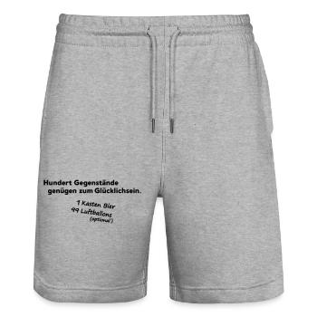 100 Gegenstaende - Stanley/Stella Unisex Bio Joggingshorts Trainer  - Grau meliert - Vorne - Nik (191cm) & Marisol (170cm)