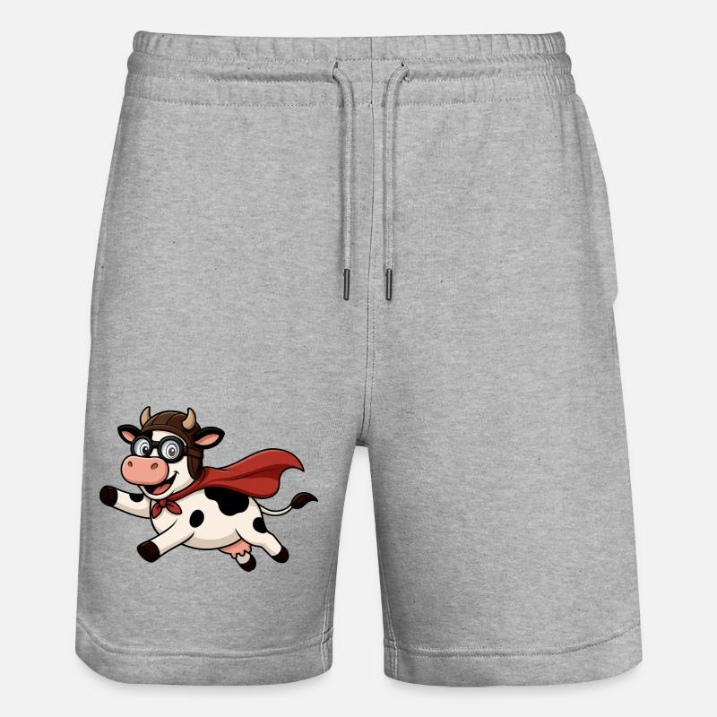Super vache avec cape - Short de jogging bio TRAINER Stanley/Stella unisexe - gris chiné