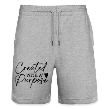 Createtd with a Purpose - Stanley/Stella Trainer Unisex Organic Jogging Shorts - heather grey - Front - Nik (191cm) & Marisol (170cm)