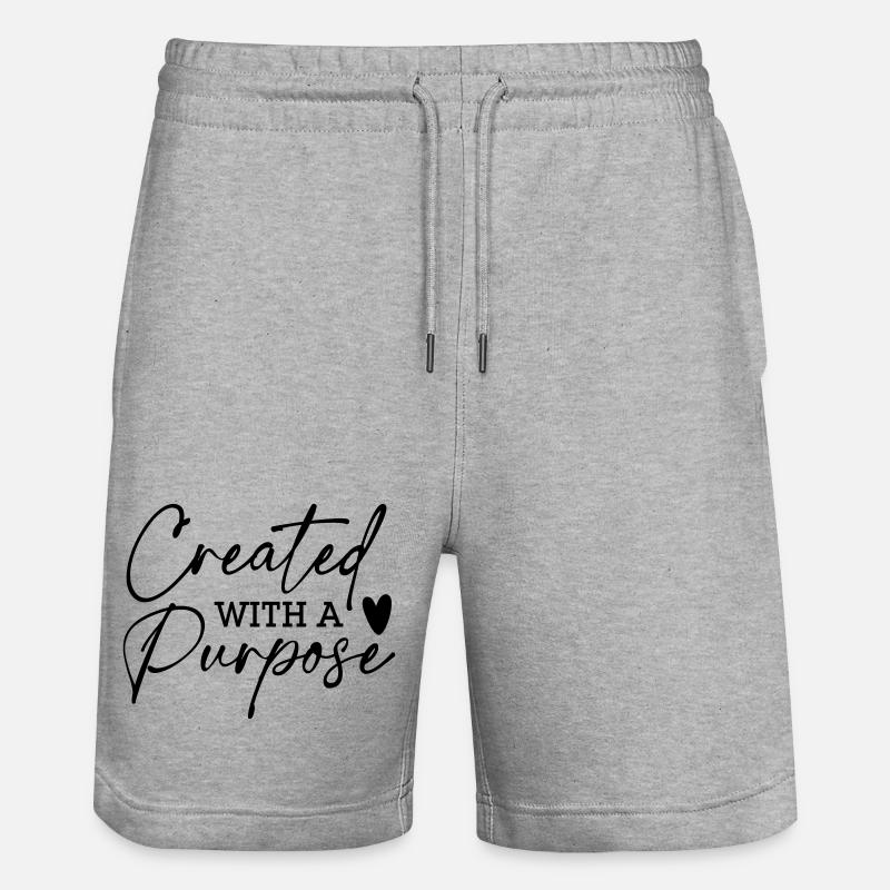 Createtd with a Purpose - Stanley/Stella Trainer Unisex Organic Jogging Shorts - heather grey