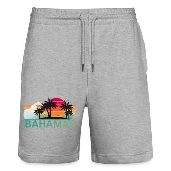 Bahamas Sunset Palm Silhouette - Stanley/Stella Unisex Bio Joggingshorts Trainer  - Grau meliert - Vorne - Nik (191cm) & Marisol (170cm)