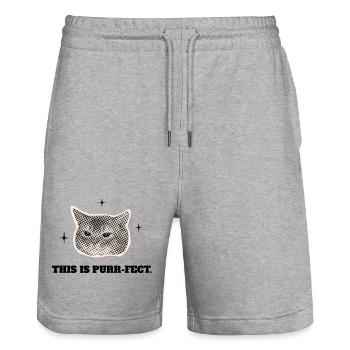 The Purr-fect Cat - Stanley/Stella Trainer Unisex Organic Jogging Shorts - heather grey - Front - Nik (191cm) & Marisol (170cm)