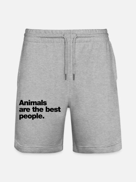 Animal are the best people - Stanley/Stella Trainer Unisex Organic Jogging Shorts - heather grey