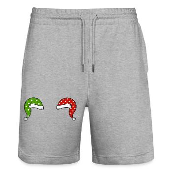 Lustige Weihnachtsmütze - Stanley/Stella Unisex Bio Joggingshorts Trainer  - Grau meliert - Vorne - Nik (191cm) & Marisol (170cm)