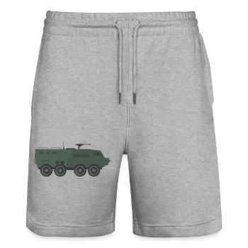 Military tank - Stanley/Stella Trainer Unisex Organic Jogging Shorts - heather grey - Front - Nik (191cm) & Marisol (170cm)