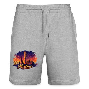 Malmö City, Suède Cadeau épique cool - Short de jogging bio TRAINER Stanley/Stella unisexe - gris chiné - Devant - Nik (191cm) & Marisol (170cm)