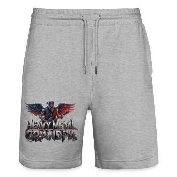 Heavy Metal Grandpa - Stanley/Stella Unisex Bio Joggingshorts Trainer  - Grau meliert - Vorne - Nik (191cm) & Marisol (170cm)