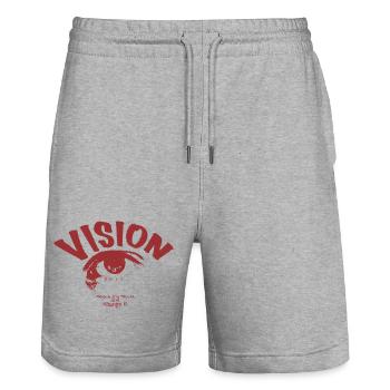 Vision Eye Streetwear - Stanley/Stella Trainer Unisex Organic Jogging Shorts - heather grey - Front - Nik (191cm) & Marisol (170cm)