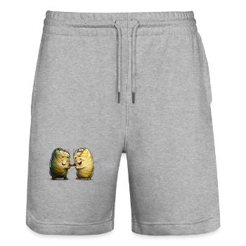 Kohlroulade und Golubez - Zwillingsbrüder - Stanley/Stella Unisex Bio Joggingshorts Trainer  - Grau meliert - Vorne - Nik (191cm) & Marisol (170cm)