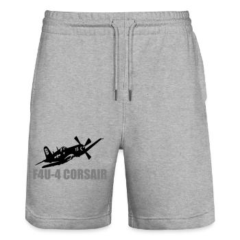 F4U 4 Corsair - Stanley/Stella Trainer Unisex Organic Jogging Shorts - heather grey - Front - Nik (191cm) & Marisol (170cm)