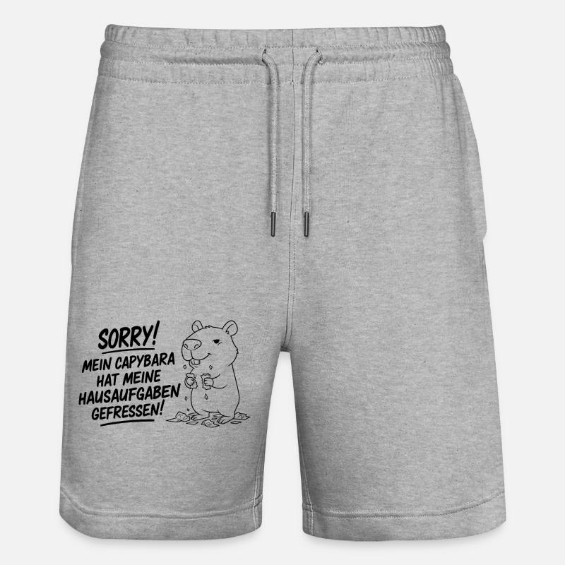 Pardon! Capybara a mangé mes devoirs - Short de jogging bio TRAINER Stanley/Stella unisexe - gris chiné