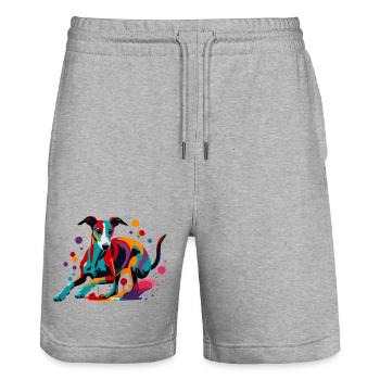 Silly Galgo Nr10 - Stanley/Stella Unisex Bio Joggingshorts Trainer  - Grau meliert - Vorne - Nik (191cm) & Marisol (170cm)
