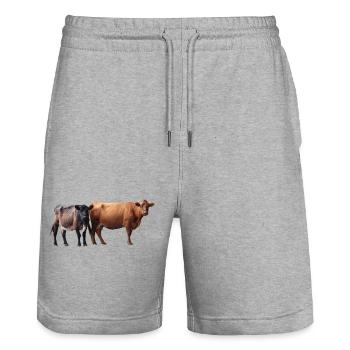 zwei Kühe - Stanley/Stella Unisex Bio Joggingshorts Trainer  - Grau meliert - Vorne - Nik (191cm) & Marisol (170cm)