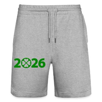 Patrick's Day 2026, Clover, St. Patrick's Day Party - Stanley/Stella Trainer Unisex Organic Jogging Shorts - heather grey - Front - Nik (191cm) & Marisol (170cm)