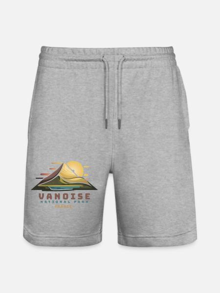 Regalo de recuerdo del volcán Teide Tenerife Islas Canarias - Pantalones cortos de deporte ecológicos unisex Trainer de Stanley/Stella - gris jaspeado