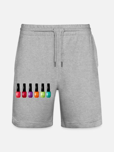 Färgglatt nagellack med typografimotivet "Nails" - Ekologiska joggingshorts Trainer unisex från Stanley/Stella - gråmelerad