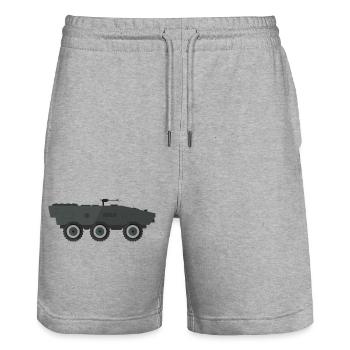 Military tank - Stanley/Stella Trainer Unisex Organic Jogging Shorts - heather grey - Front - Nik (191cm) & Marisol (170cm)