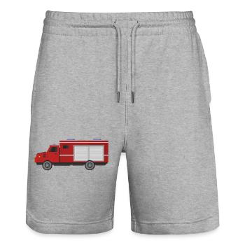Fire truck - Stanley/Stella Trainer Unisex Organic Jogging Shorts - heather grey - Front - Nik (191cm) & Marisol (170cm)