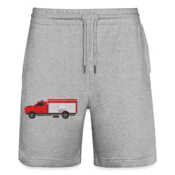 Fire truck - Stanley/Stella Trainer Unisex Organic Jogging Shorts - heather grey - Front - Nik (191cm) & Marisol (170cm)