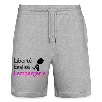 Liberté Egalité Lembergerlé - Stanley/Stella Unisex Bio Joggingshorts Trainer  - Grau meliert - Vorne - Nik (191cm) & Marisol (170cm)