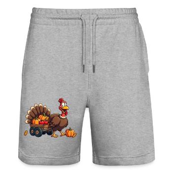 Thanksgiving Drôle Dinde de Thanksgiving - Short de jogging bio TRAINER Stanley/Stella unisexe - gris chiné - Devant - Nik (191cm) & Marisol (170cm)