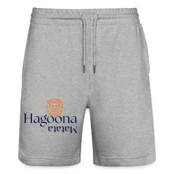 GIUDAN Jugendwort 25 Collection: Hagoona Matata  - Stanley/Stella Unisex Bio Joggingshorts Trainer  - Grau meliert - Vorne - Nik (191cm) & Marisol (170cm)