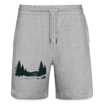 Nachtwaldpfad ins Weihnachten - Stanley/Stella Unisex Bio Joggingshorts Trainer  - Grau meliert - Vorne - Nik (191cm) & Marisol (170cm)