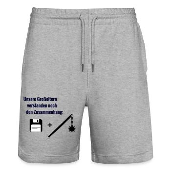 Context - Stanley/Stella Trainer Unisex Organic Jogging Shorts - heather grey - Front - Nik (191cm) & Marisol (170cm)