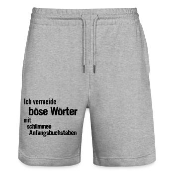 Mots maléfiques - Short de jogging bio TRAINER Stanley/Stella unisexe - gris chiné - Devant - Nik (191cm) & Marisol (170cm)